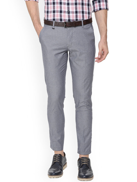

Louis Philippe Men Grey Slim Fit Self Design Smart Casual Trousers