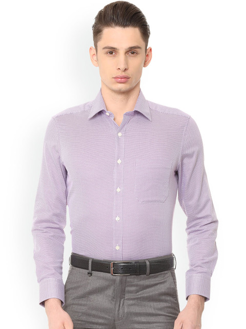 

Louis Philippe Men Purple & White Regular Fit Printed Formal Shirt