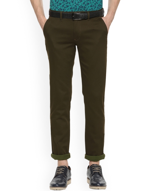 

Louis Philippe Men Green Slim Fit Self Design Regular Trousers