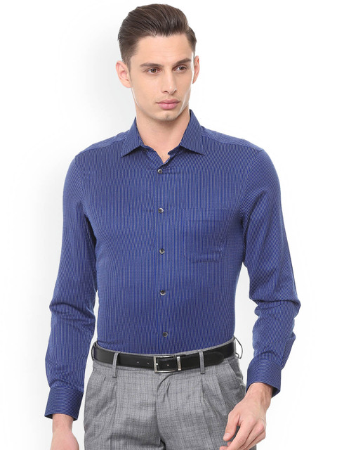 

Louis Philippe Men Blue Regular Fit Striped Casual Shirt