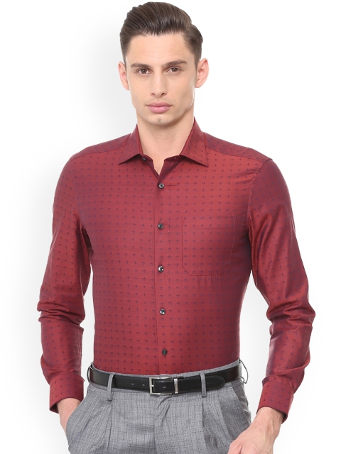 

Louis Philippe Men Maroon Regular Fit Self Design Formal Shirt