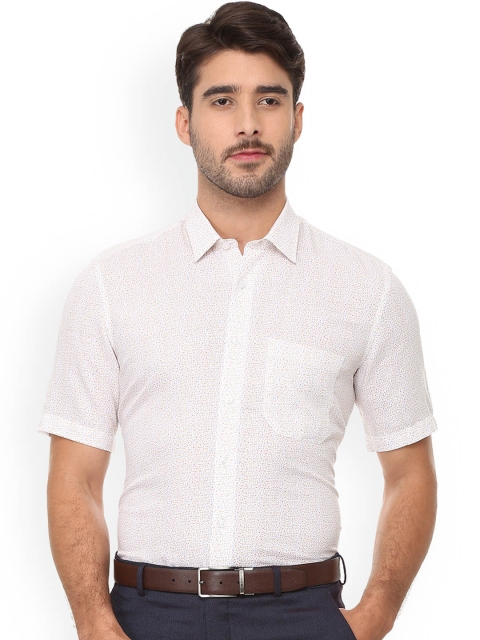 

Louis Philippe Men White & Yellow Slim Fit Printed Formal Shirt