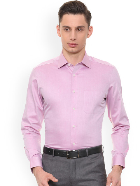 

Louis Philippe Men Pink New Regular Fit Self Design Formal Shirt