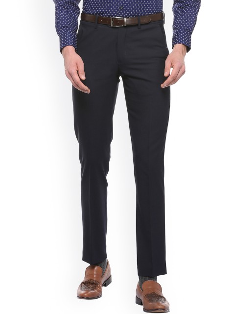 

Louis Philippe Men Blue Slim Fit Self Design Formal Trousers