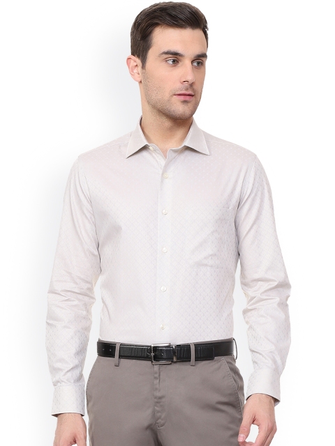 

Louis Philippe Men Beige Regular Fit Self Design Formal Shirt