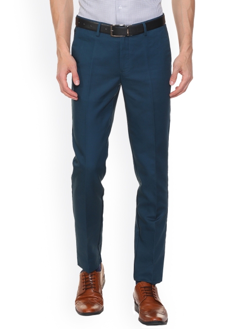

Louis Philippe Men Teal Blue Slim Fit Solid Formal Trousers