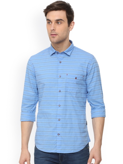 

Louis Philippe Men Blue Slim Fit Striped Casual Shirt