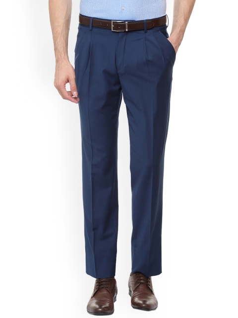 

Louis Philippe Men Blue Regular Fit Solid Formal Trousers