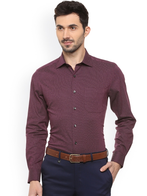 

Louis Philippe Men Maroon Regular Fit Printed Formal Shirt