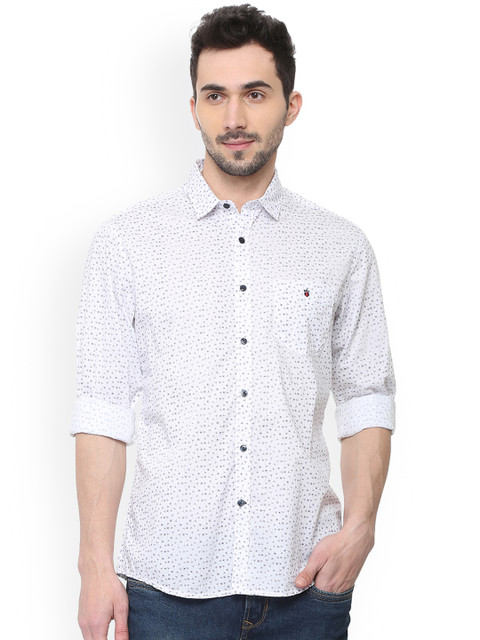 

Louis Philippe Men White Slim Fit Printed Casual Shirt