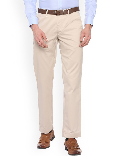 

Louis Philippe Men Beige Regular Fit Solid Regular Trousers
