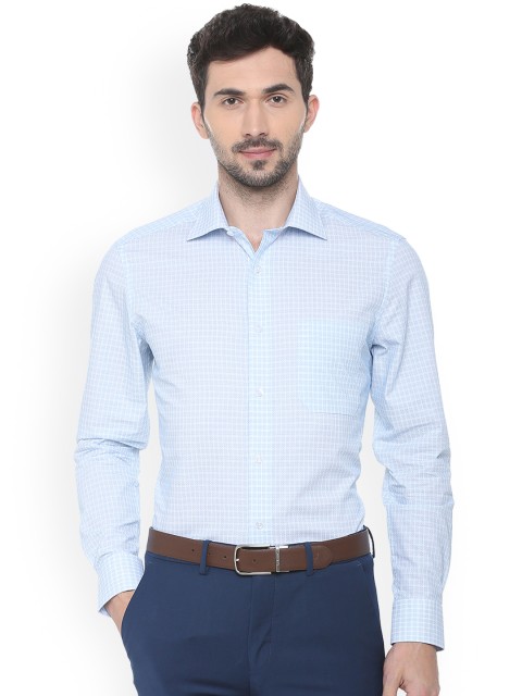 

Louis Philippe Men Blue Regular Fit Checked Formal Shirt