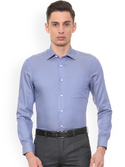 

Louis Philippe Men Blue Regular Fit Striped Formal Shirt