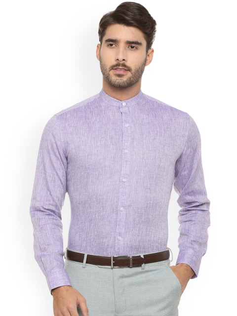 

Louis Philippe Men Purple Slim Fit Self Design Linen Formal Shirt