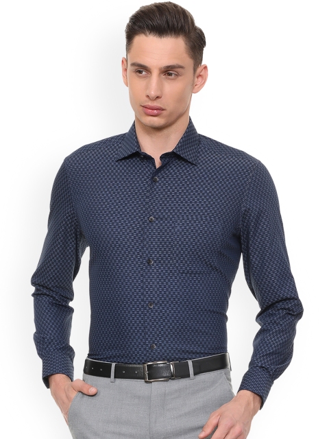 

Louis Philippe Men Blue Regular Fit Self Design Formal Shirt