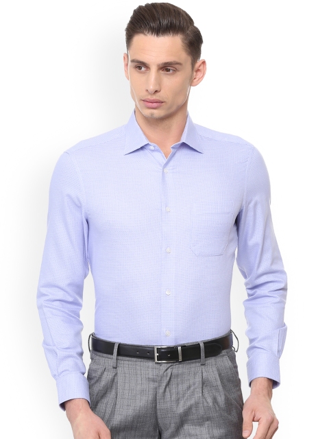

Louis Philippe Men Blue Regular Fit Self Design Permapress finest wrinkle free Formal Shirt