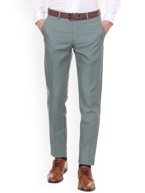 

Louis Philippe Men Green Slim Fit Solid Formal Trousers