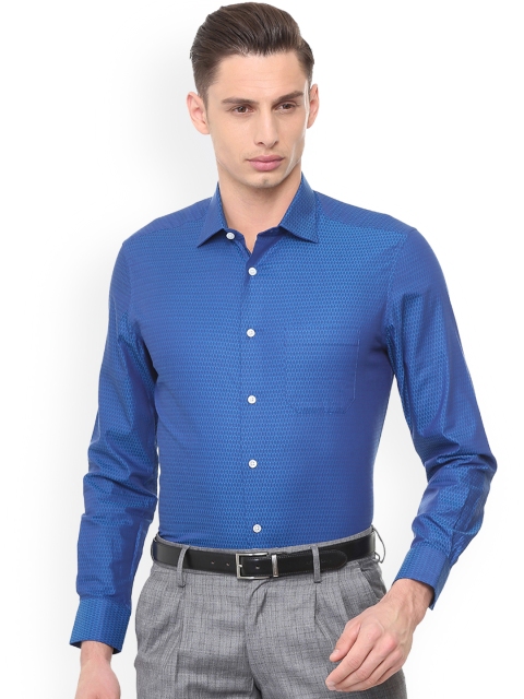 

Louis Philippe Men Blue Regular Fit Self Design Formal Shirt