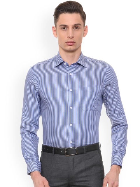 

Louis Philippe Men Blue Regular Fit Striped Formal Shirt