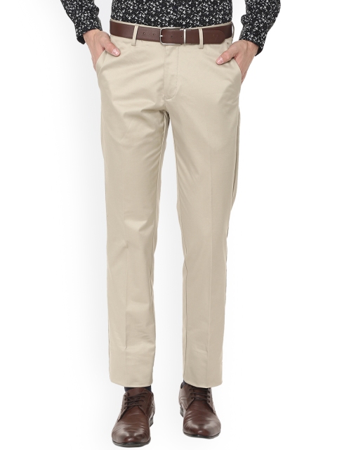 

Louis Philippe Men Beige Regular Fit Solid Formal Trousers