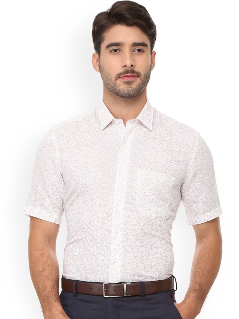

Louis Philippe Men White & Blue Slim Fit Printed Formal Shirt