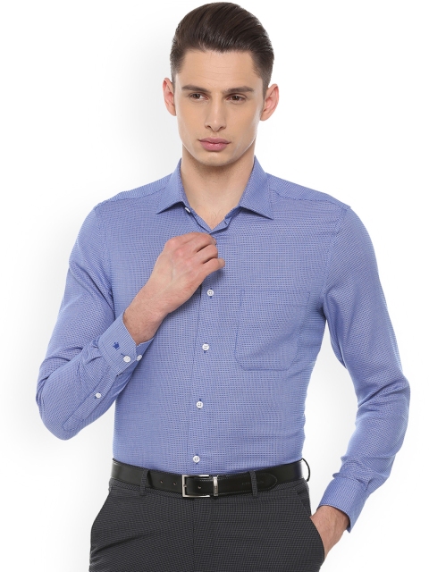 

Louis Philippe Men Blue Regular Fit Self Design Permapress finest wrinkle free Formal Shirt