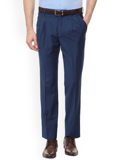 

Louis Philippe Men Blue Regular Fit Solid Formal Trousers