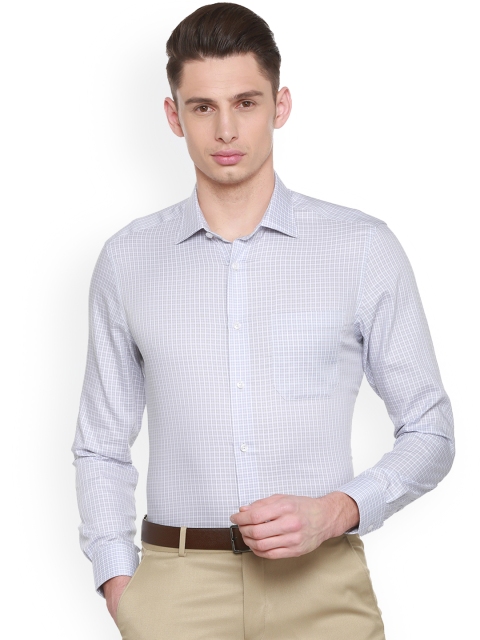 

Louis Philippe Men Grey Regular Fit Checked Permapress finest wrinkle free Formal Shirt