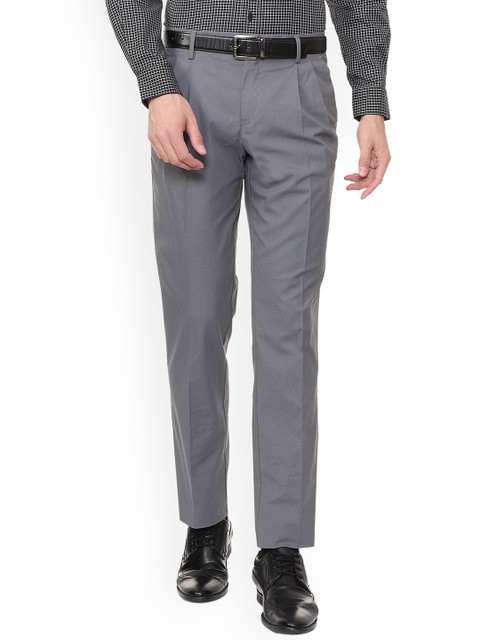 

Louis Philippe Men Grey Regular Fit Self Design Formal Trousers