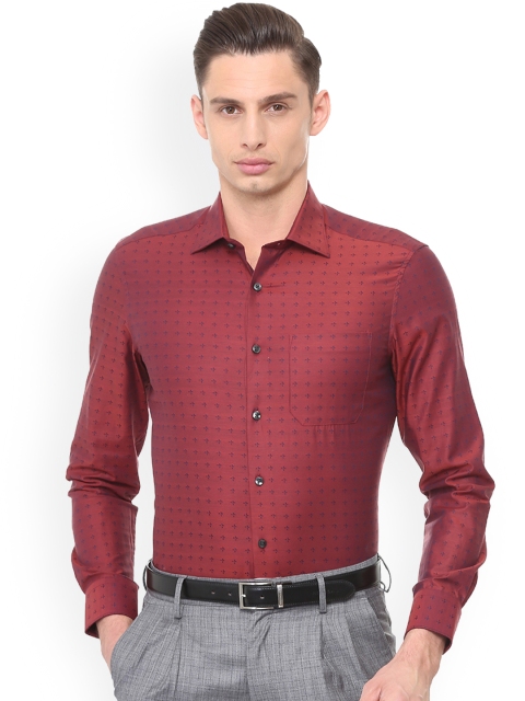 

Louis Philippe Men Maroon Regular Fit Printed Formal Shirt