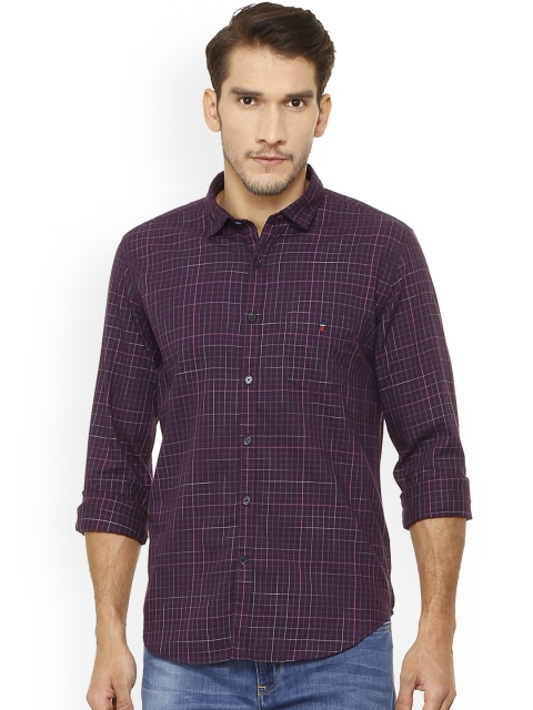 

Louis Philippe Men Purple Slim Fit Checked Casual Shirt