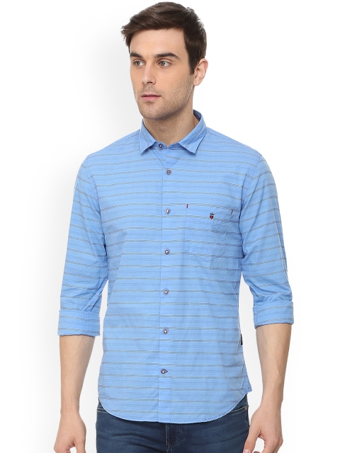 

Louis Philippe Men Blue Slim Fit Striped Casual Shirt