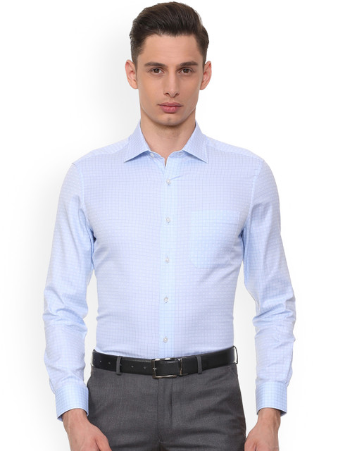 

Louis Philippe Men Blue Regular Fit Checked Formal Shirt