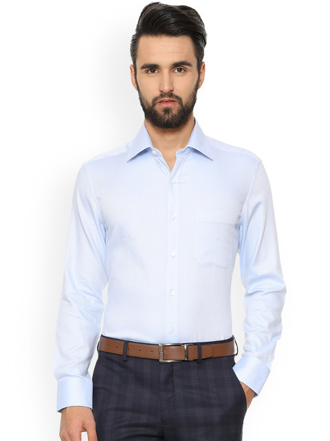 

Louis Philippe Men Blue Regular Fit Self Design Formal Shirt