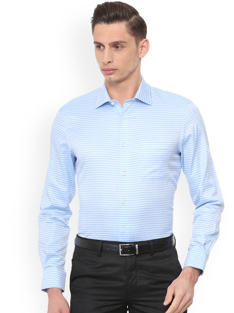 

Louis Philippe Men Blue Regular Fit Self Design Formal Shirt
