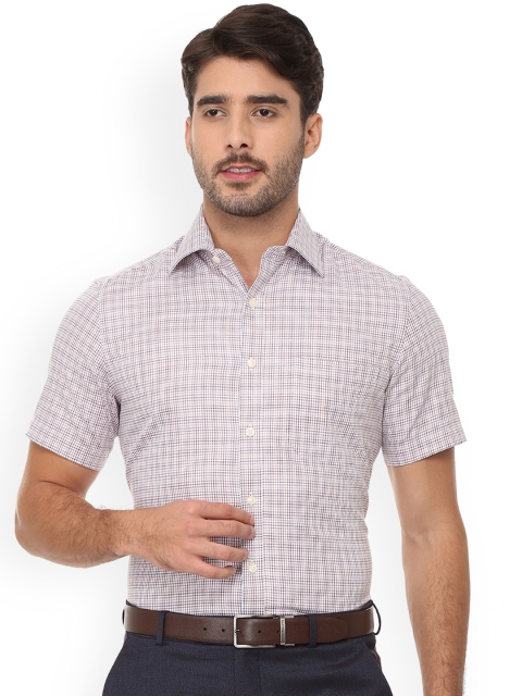 

Louis Philippe Men White & Blue Regular Fit Checked Formal Shirt