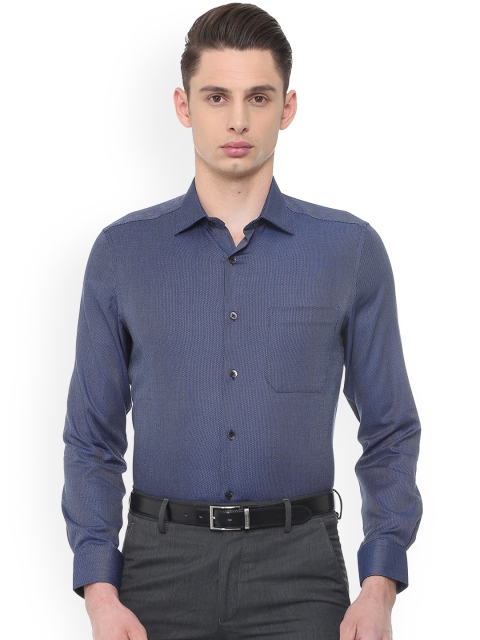 

Louis Philippe Men Navy Blue Regular Fit Self Design Formal Shirt