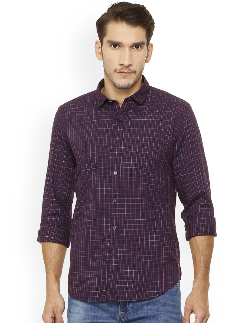 

Louis Philippe Men Purple Slim Fit Checked Casual Shirt