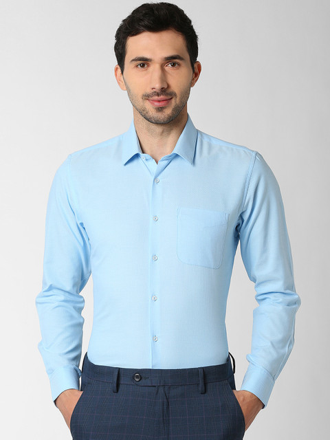 

Peter England Men Blue Slim Fit Self Design Formal Shirt