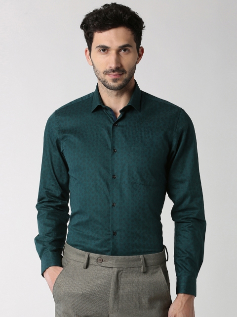 

Peter England Men Green Slim Fit Printed Formal Shirt
