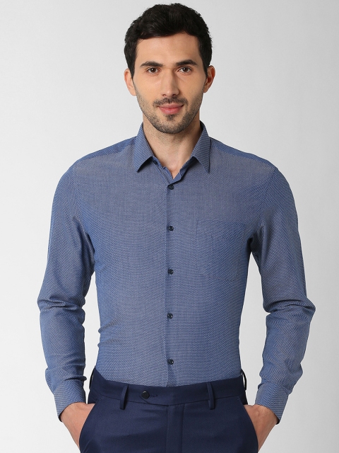 

Peter England Men Blue Slim Fit Self Design Formal Shirt