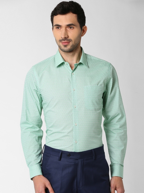 

Peter England Men Green Slim Fit Printed Formal Shirt