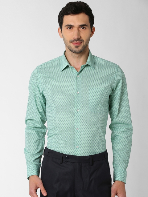 

Peter England Men Green Slim Fit Printed Formal Shirt