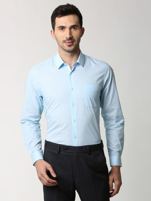 

Peter England Men Blue Slim Fit Self Design Formal Shirt