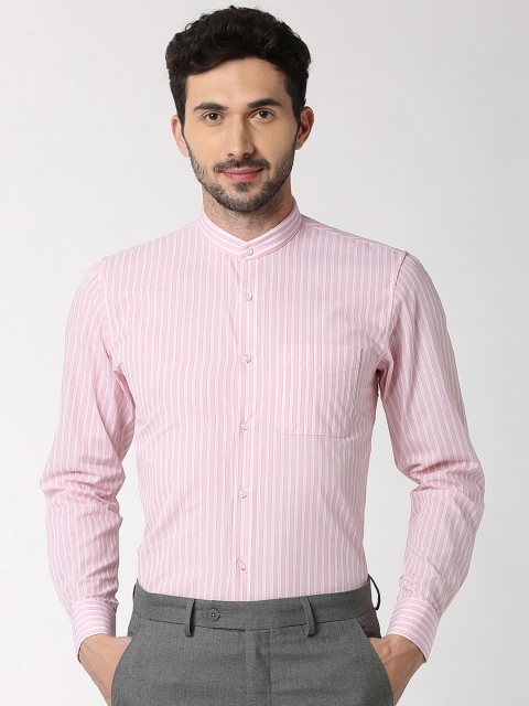

Peter England Men Pink & White Slim Fit Striped Formal Shirt