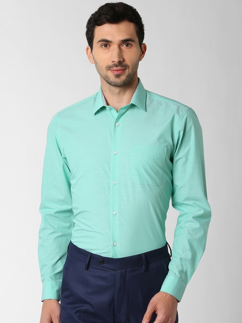 

Peter England Men Green Regular Fit Self Design Formal Shirt