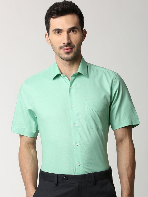 

Peter England Men Green Regular Fit Self Design Formal Shirt