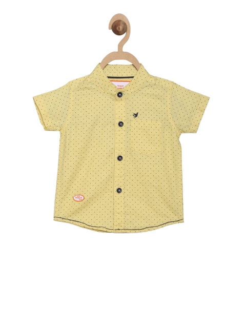 

612 league Boys Yellow Regular Fit Printed Casual Shirt