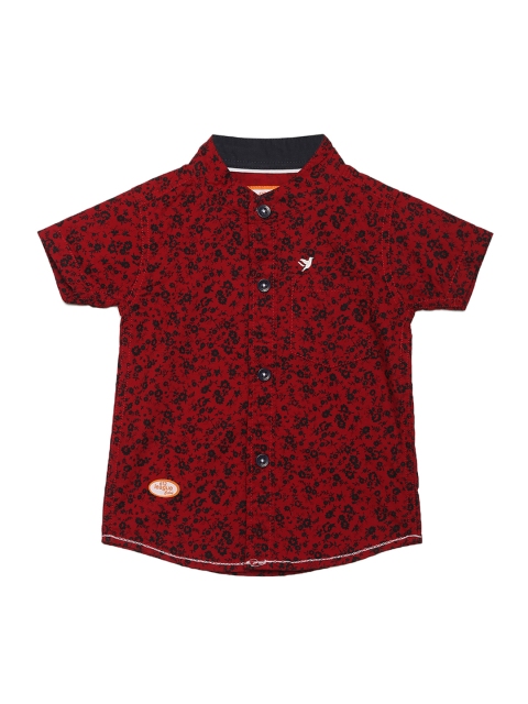 

612 league Boys Red Regular Fit Printed Casual Shirt