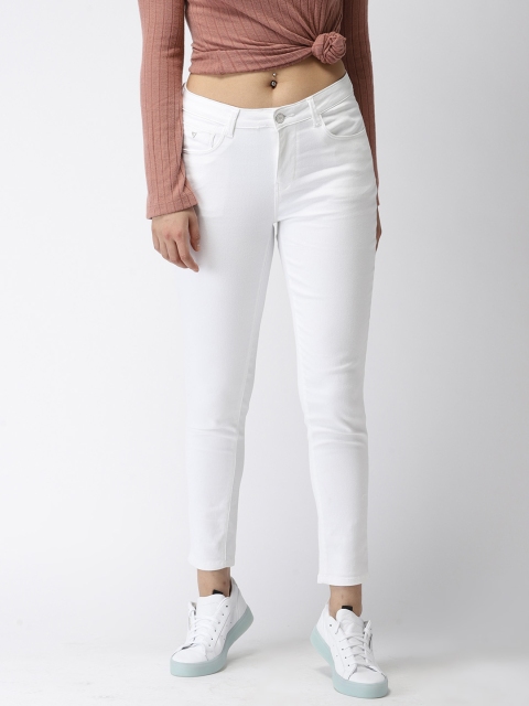 

Flying Machine Women White Veronica Skinny Fit Mid-Rise Clean Look Cropped Jeans